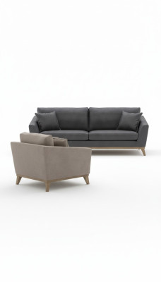Grijze driezitter houten frame Moderne woonkamerbank Nieuw Luxe design