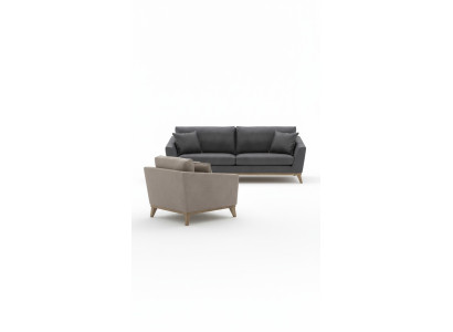 Grijze driezitter houten frame Moderne woonkamerbank Nieuw Luxe design