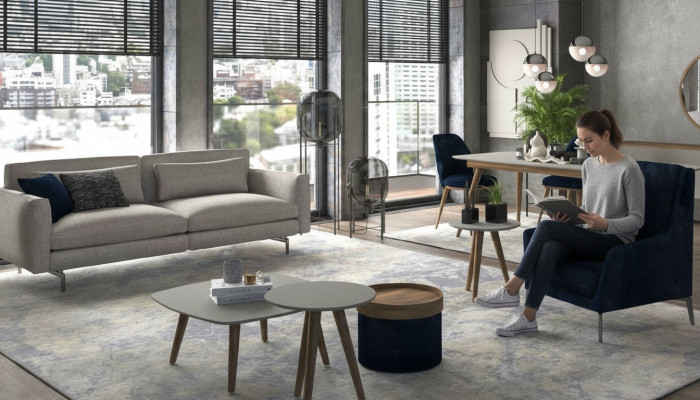 Grijze-zwarte woonkamermeubels Driepersoons fauteuil Nieuwe luxe set Modern