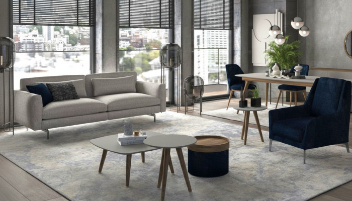 Grijze-zwarte woonkamermeubels Driepersoons fauteuil Nieuwe luxe set Modern