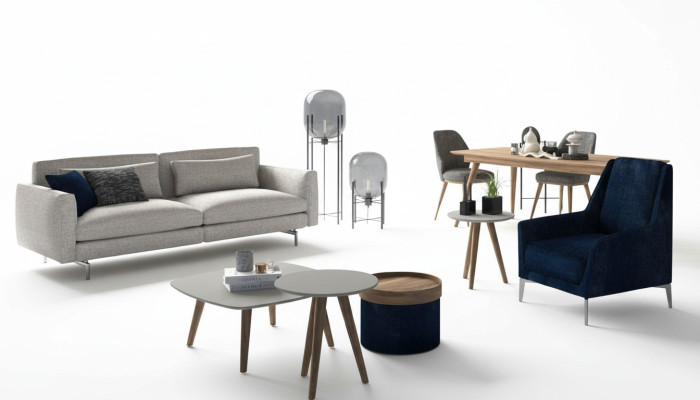Grijze-zwarte woonkamermeubels Driepersoons fauteuil Nieuwe luxe set Modern
