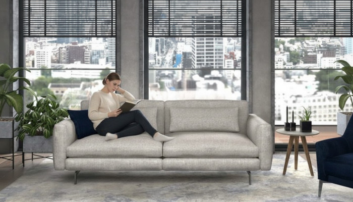 Driepersoonsbank Moderne woonkamer meubels Stoffen banken Grijs Moderne stijl