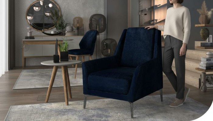 Blauwe Relaxfauteuil Moderne eenzitter Woonkamer meubels Clubsfauteuil Nieuw