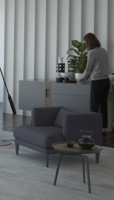 Grijze eenzitter luxe design fauteuil relaxfauteuil moderne oorfauteuil