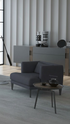 Grijze eenzitter luxe design fauteuil relaxfauteuil moderne oorfauteuil