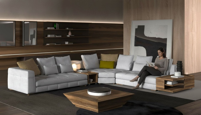Witte hoekbank stoffen bankstellen luxe bankstellen L-vormige set Nieuw