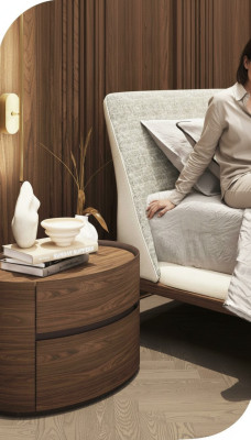Ontwerper houten nachtkastje Modern ontwerp Echt hout Slaapkamermeubels