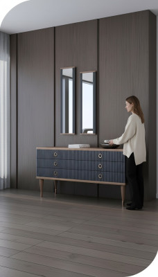 Ontwerper dressoir met laden natuurlijke walnoot - mat antraciet