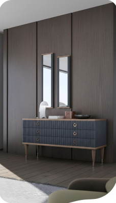 Ontwerper dressoir met laden natuurlijke walnoot - mat antraciet