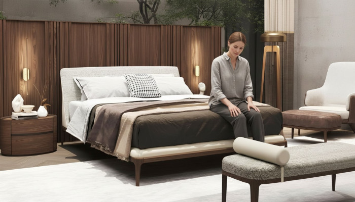 Bruin slaapkamer set bedframe 2x nachtkastjes tweepersoonsbed 3-delig
