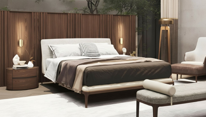 Bruin slaapkamer set bedframe 2x nachtkastjes tweepersoonsbed 3-delig