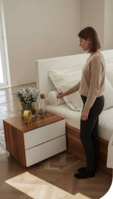 Bruine slaapkamer nachtkastje Moderne massief houten slaapkamermeubelen Nieuw