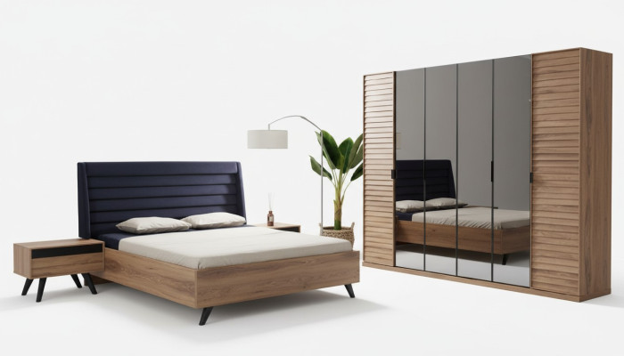 Zwart bruin bedframe tweepersoonsbed slaapkamer meubels ontwerper bed