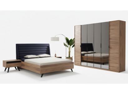 Zwart bruin bedframe tweepersoonsbed slaapkamer meubels ontwerper bed