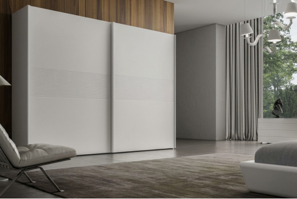 Witte kledingkast met schuifdeuren Slaapkamermeubilair Luxe massief houten meubels