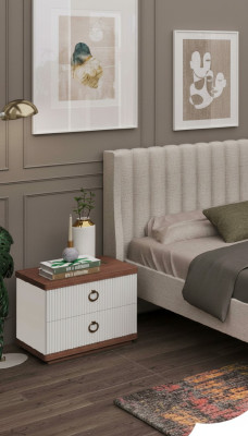 Witte nachtkastje met laden Houten meubels Moderne luxe slaapkamermeubels