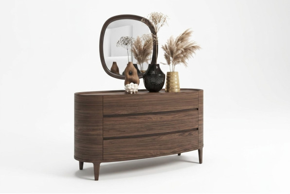 Bruine designer commode in moderne stijl met opbergruimte voor slaapkamermeubels.