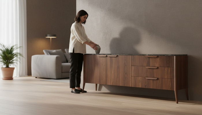 Grote houten dressoir Moderne eetkamermeubels Echt houten laden Nieuw