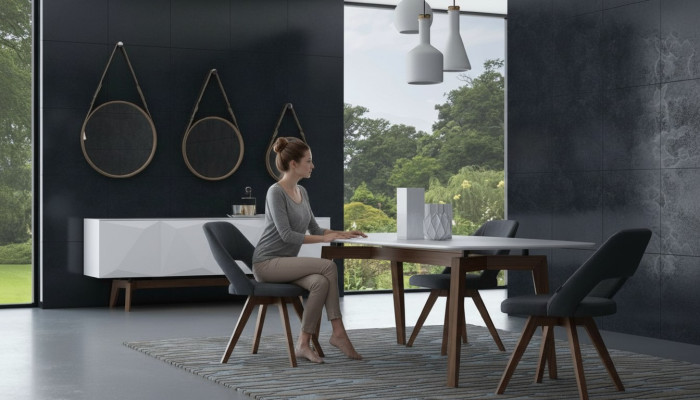 Eetkamerset Luxe meubels Eettafel Stoelen Dressoir Massief houten meubelen
