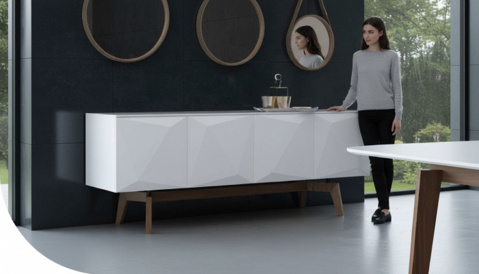 Wit dressoir met opbergruimte Eetkamermeubels Luxe houten meubels Modern