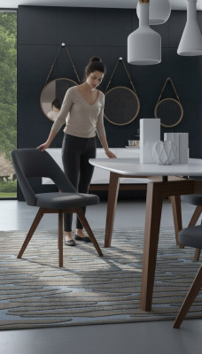 Grijze luxe eetkamerstoel Moderne eenzitter stijl Designer houten meubels
