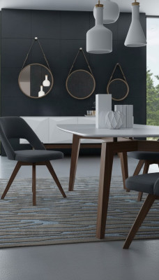 Grijze luxe eetkamerstoel Moderne eenzitter stijl Designer houten meubels
