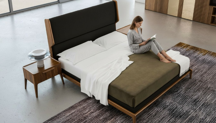 Bruine slaapkamerset Bed Nachtkastjes 2-delig Moderne stijl Luxe meubels