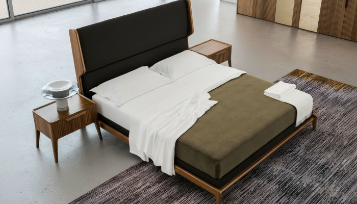 Bruine slaapkamerset Bed Nachtkastjes 2-delig Moderne stijl Luxe meubels