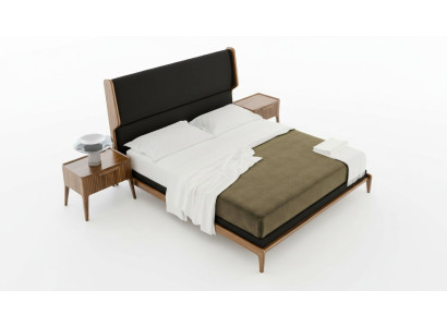 Bruine slaapkamerset Bed Nachtkastjes 2-delig Moderne stijl Luxe meubels
