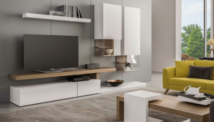 Witte woonkamer meubels Moderne wandkasten Wandplanken TV-standaard Dressoir
