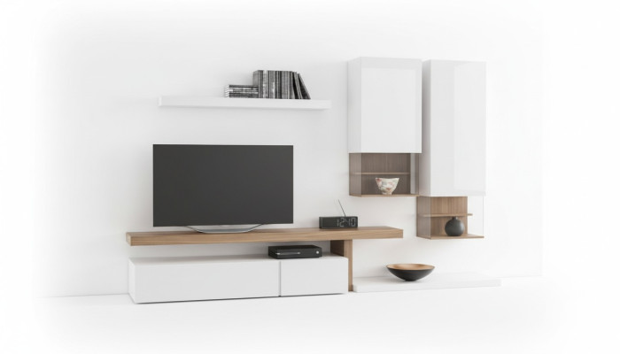 Witte woonkamer meubels Moderne wandkasten Wandplanken TV-standaard Dressoir