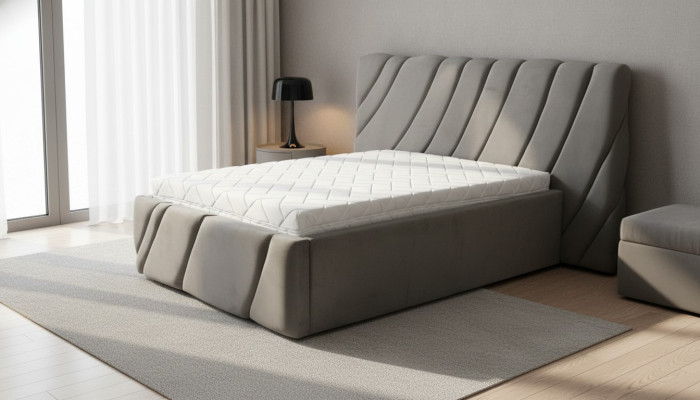 Grijs fluwelen bed met tweepersoonsbed 140x200 design bedden hotelmeubilair