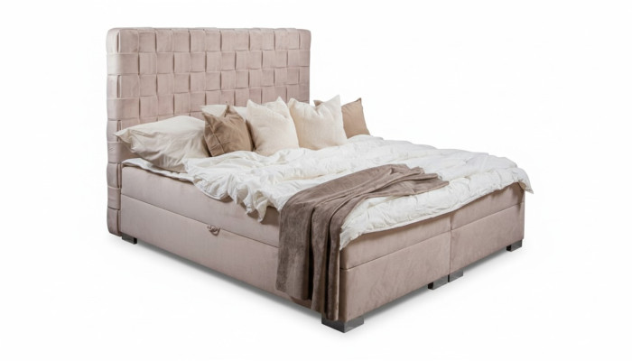 Beige slaapkamerbedden gestoffeerd bed Chesterfield textiel stof nieuw