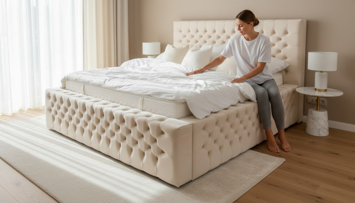 Luxe bed Chesterfield fluweel bedtextiel dubbel hotelmeubilair 140x200
