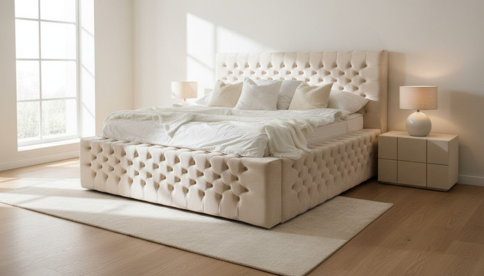 Luxe bed Chesterfield fluweel bedtextiel dubbel hotelmeubilair 140x200