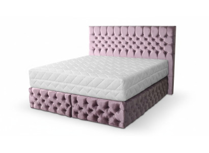 Chesterfield roze tweepersoons slaapkamer houten meubels ontwerp elegante bekleding stof