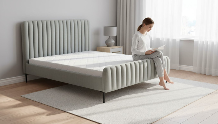 Grijze dubbele slaapkamermeubels ontwerpen elegante stoffering hotelinrichting.
