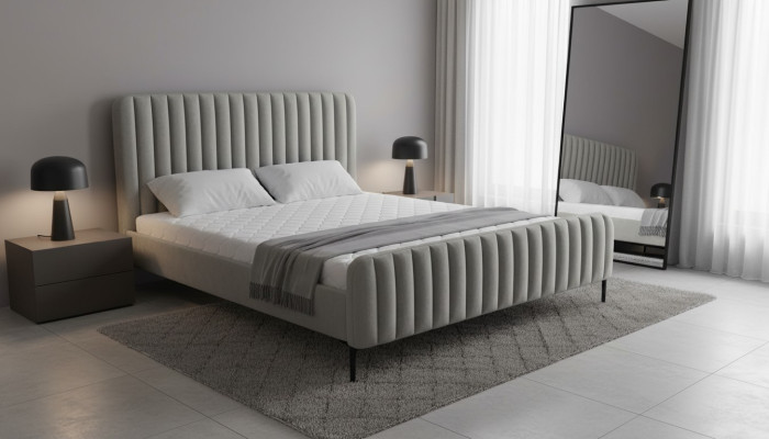 Grijze dubbele slaapkamermeubels ontwerpen elegante stoffering hotelinrichting.