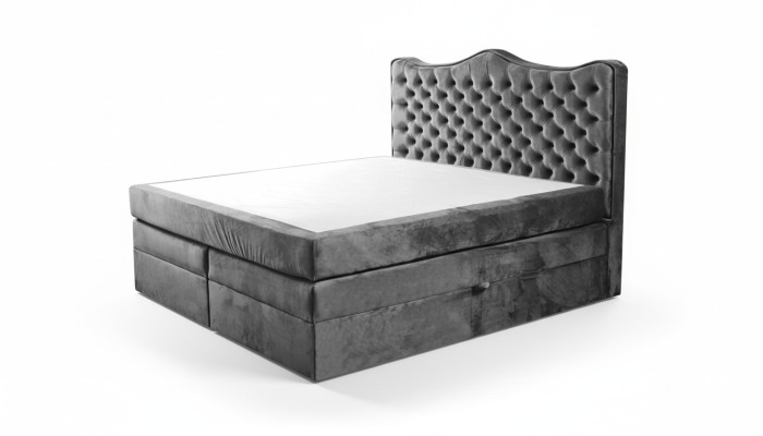 Bedframe grijs chesterfield slaapkamer ontwerp elegant stof klassieke meubels