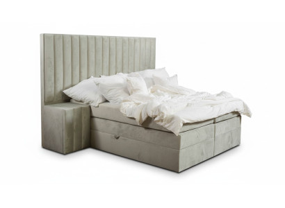 Modern taupe tweepersoonsbed met 2 nachtkastjes slaapkamer boxspringbed