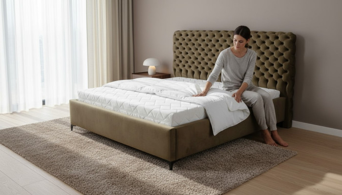 Groen Chesterfield-bed Klassiek slaapkamer meubel ontwerp Elegante stof