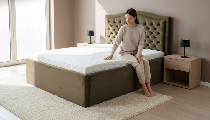 Groen Chesterfield bed Klassiek slaapkamermeubelontwerp Elegant textiel