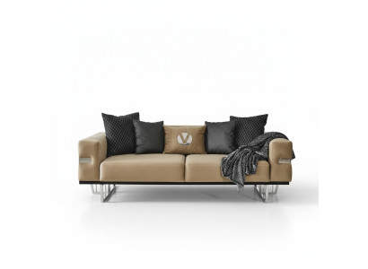 Luxe bank met roestvrijstalen poten, zitkussen, designbanken, meubels 230 cm.