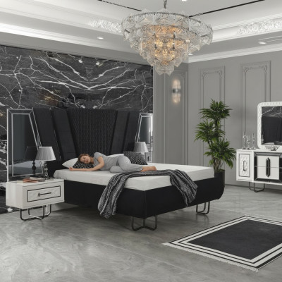 Slaapkamer Bed 2x Nachtkastjes + Commode Set Compleet Design Meubilair 4-delig