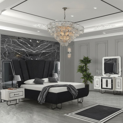 Slaapkamer Bed 2x Nachtkastjes + Commode Set Compleet Design Meubilair 4-delig