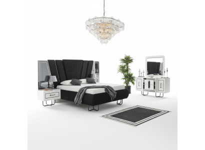 Slaapkamer Bed 2x Nachtkastjes + Commode Set Compleet Design Meubilair 4-delig
