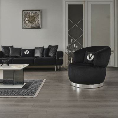 Zwarte fauteuil 1-zits textiel woonkamer luxe nieuw design fauteuil moderne fauteuil.