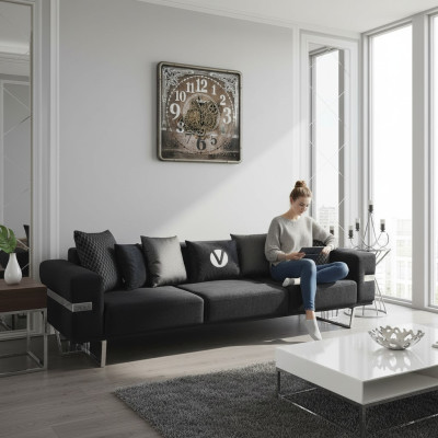 Woonkamer Bank Bankstel Bankstel Slaapbanken xxl Design Bank 4-zits Textiel Groot Nieuw