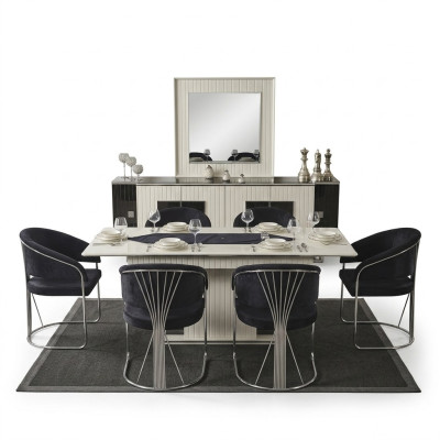 Eetkamer Eettafel Stoel 6x Stoelen Tafel Tafels Metaal Eetgroep Set 7-delig Nieuw