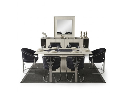 Eetkamer Eettafel Stoel 6x Stoelen Tafel Tafels Metaal Eetgroep Set 7-delig Nieuw